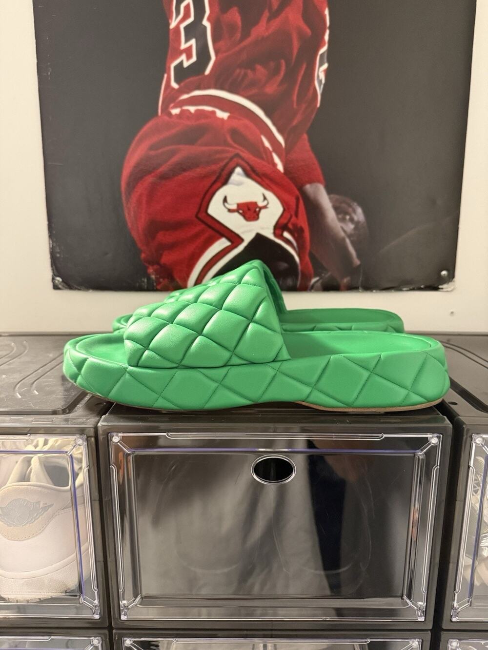 Bottega Veneta Padded Quilted Leather Sandals Green EU 46 US 13 $1450